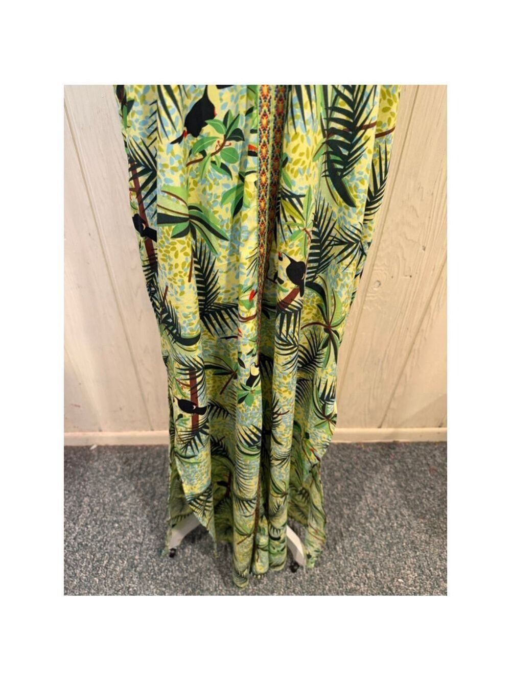 America & Beyond Green Tropical Print Maxi Dress M - Picture 3 of 11